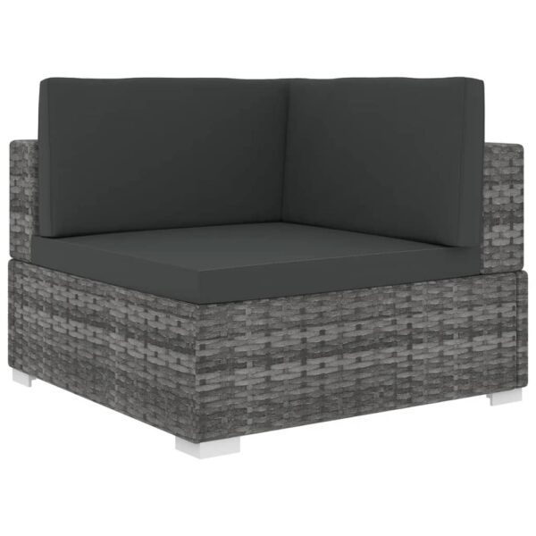 vidaXL Sectional Corner Chair with Cushions Poly Rattan Gray