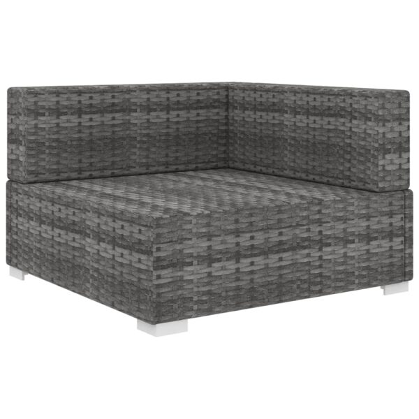 vidaXL Sectional Corner Chair with Cushions Poly Rattan Gray - Image 2