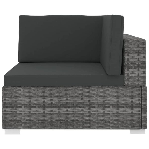 vidaXL Sectional Corner Chair with Cushions Poly Rattan Gray - Image 3