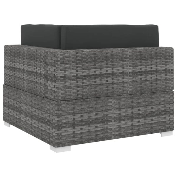 vidaXL Sectional Corner Chair with Cushions Poly Rattan Gray - Image 4