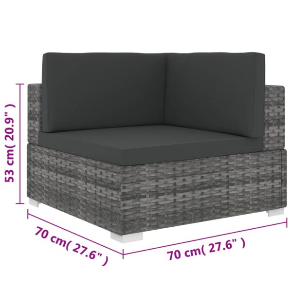 vidaXL Sectional Corner Chair with Cushions Poly Rattan Gray - Image 5