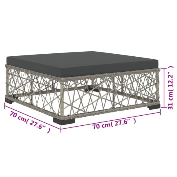 vidaXL 6 Piece Patio Lounge Set with Cushions Poly Rattan Gray - Image 12