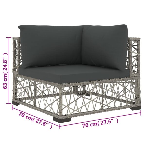 vidaXL 6 Piece Patio Lounge Set with Cushions Poly Rattan Gray - Image 10