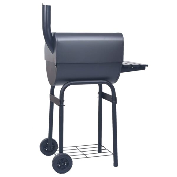 vidaXL Charcoal BBQ Grill Smoker with Bottom Shelf Black - Image 4