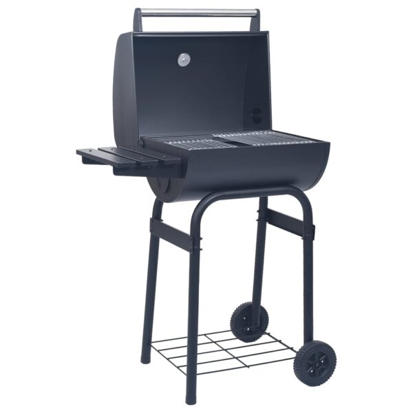 vidaXL Charcoal BBQ Grill Smoker with Bottom Shelf Black - Image 5