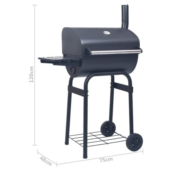 vidaXL Charcoal BBQ Grill Smoker with Bottom Shelf Black - Image 9