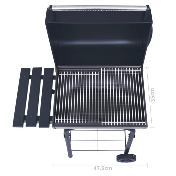 vidaXL Charcoal BBQ Grill Smoker with Bottom Shelf Black - Image 10