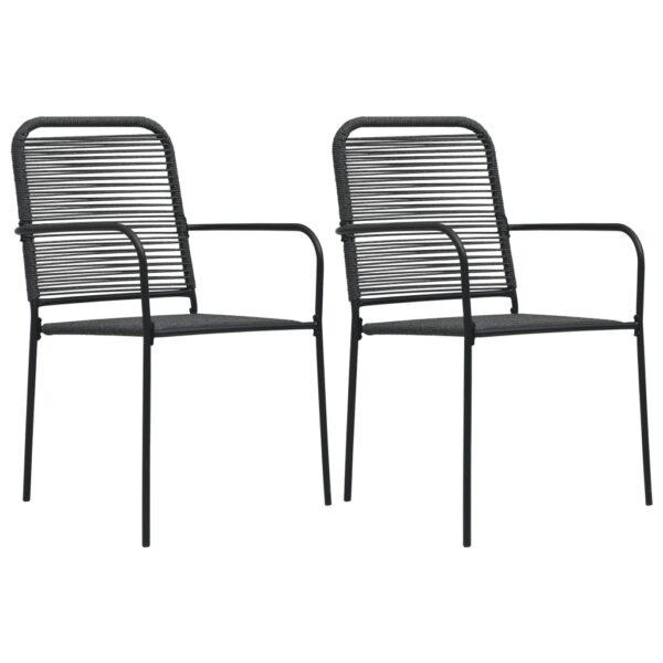 vidaXL Patio Chairs 2 pcs Cotton Rope and Steel Black