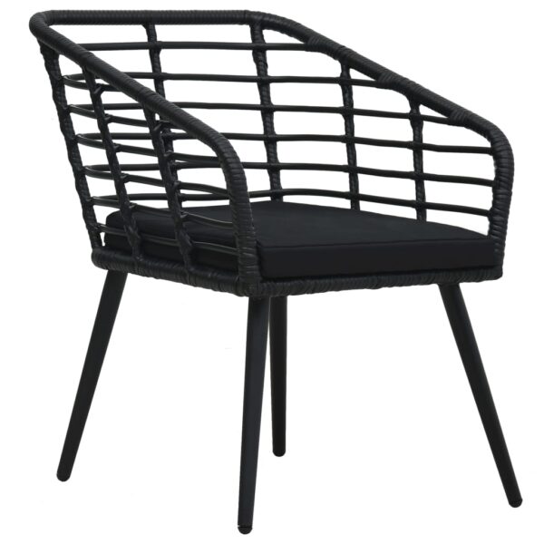 vidaXL Patio Chairs with Cushions 2 pcs Poly Rattan Black - Image 2