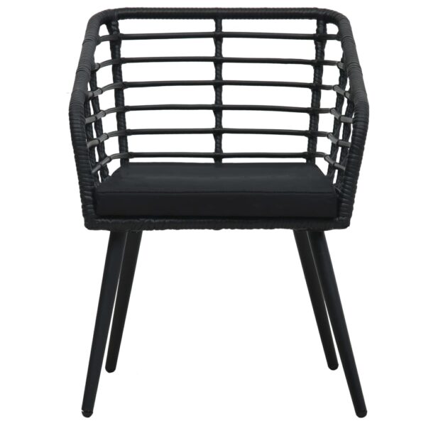 vidaXL Patio Chairs with Cushions 2 pcs Poly Rattan Black - Image 3