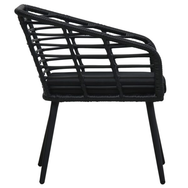 vidaXL Patio Chairs with Cushions 2 pcs Poly Rattan Black - Image 4