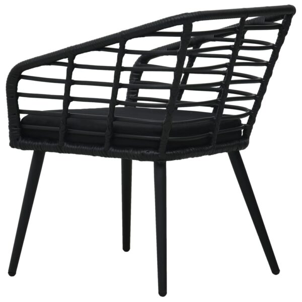 vidaXL Patio Chairs with Cushions 2 pcs Poly Rattan Black - Image 5