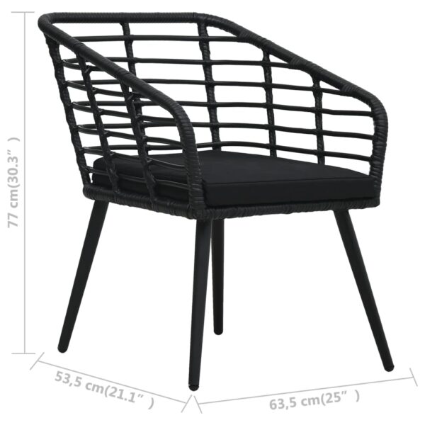 vidaXL Patio Chairs with Cushions 2 pcs Poly Rattan Black - Image 8