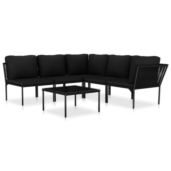 vidaXL 6 Piece Patio Lounge Set with Cushions Black PVC - Image 2