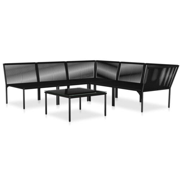 vidaXL 6 Piece Patio Lounge Set with Cushions Black PVC - Image 3