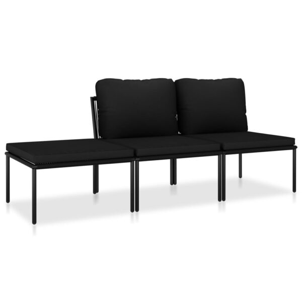 vidaXL 3 Piece Patio Lounge Set with Cushions Black PVC - Image 2