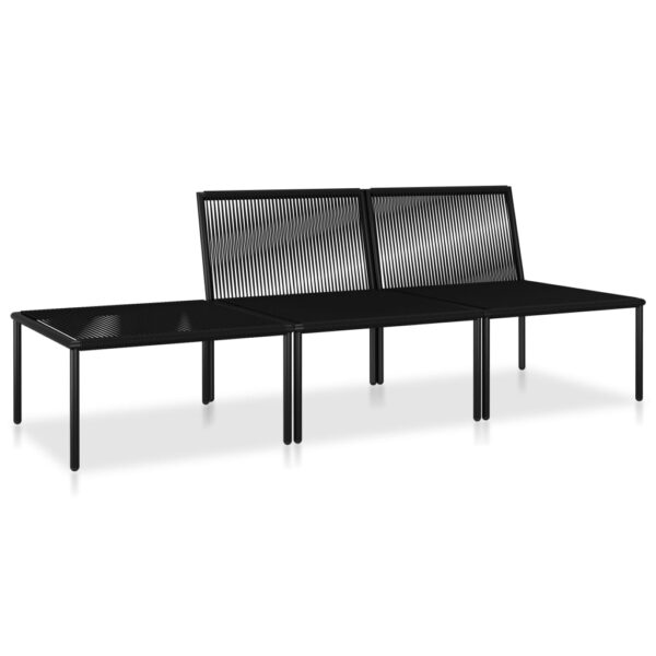 vidaXL 3 Piece Patio Lounge Set with Cushions Black PVC - Image 3