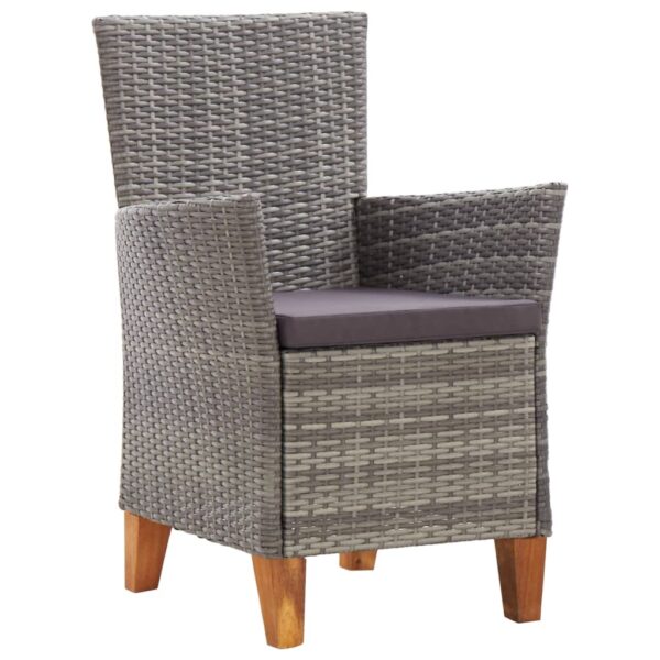 vidaXL Patio Chairs 2 pcs with Cushions Poly Rattan Gray - Image 2