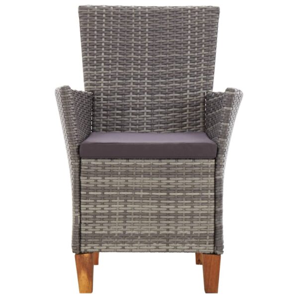 vidaXL Patio Chairs 2 pcs with Cushions Poly Rattan Gray - Image 3