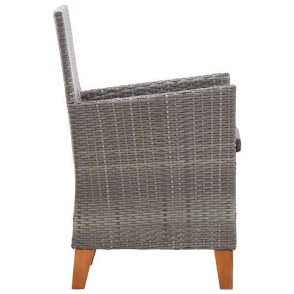 vidaXL Patio Chairs 2 pcs with Cushions Poly Rattan Gray - Image 4