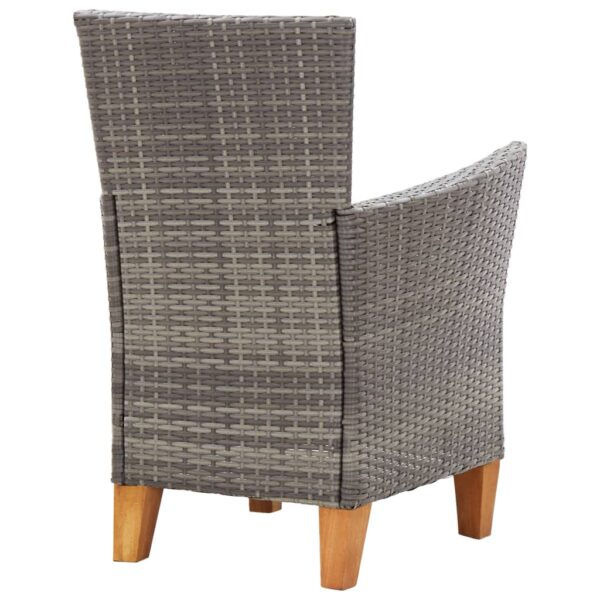 vidaXL Patio Chairs 2 pcs with Cushions Poly Rattan Gray - Image 5