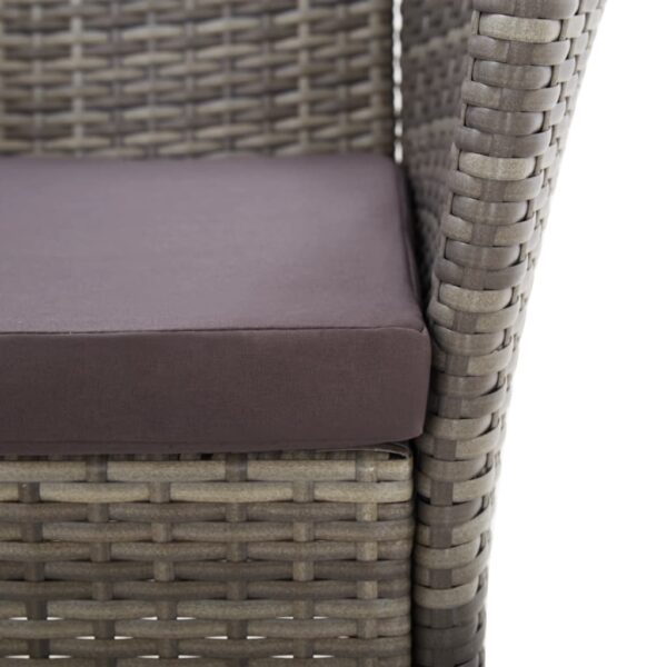 vidaXL Patio Chairs 2 pcs with Cushions Poly Rattan Gray - Image 6