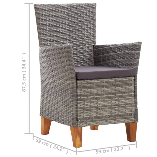 vidaXL Patio Chairs 2 pcs with Cushions Poly Rattan Gray - Image 7