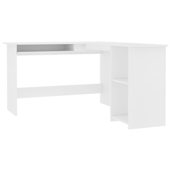 vidaXL L-Shaped Corner Desk White 47.2"x55.1"x29.5" Engineered Wood - Image 2