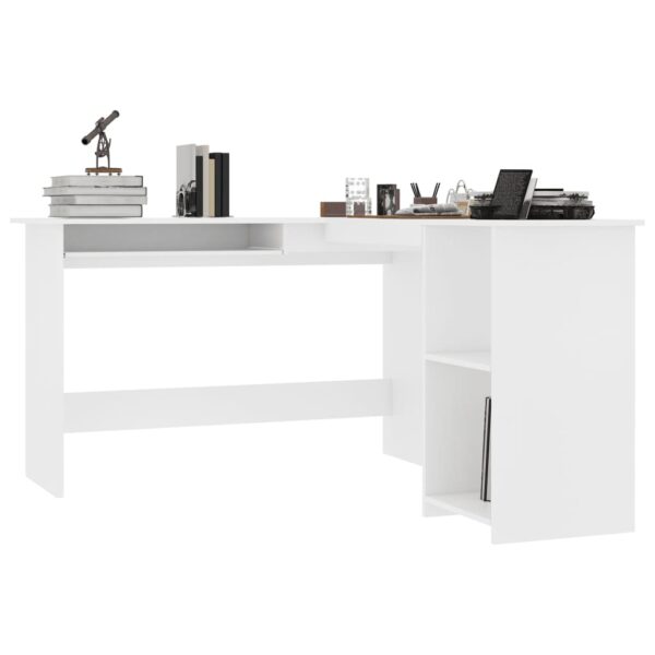 vidaXL L-Shaped Corner Desk White 47.2"x55.1"x29.5" Engineered Wood - Image 3