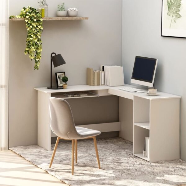 vidaXL L-Shaped Corner Desk White 47.2"x55.1"x29.5" Engineered Wood