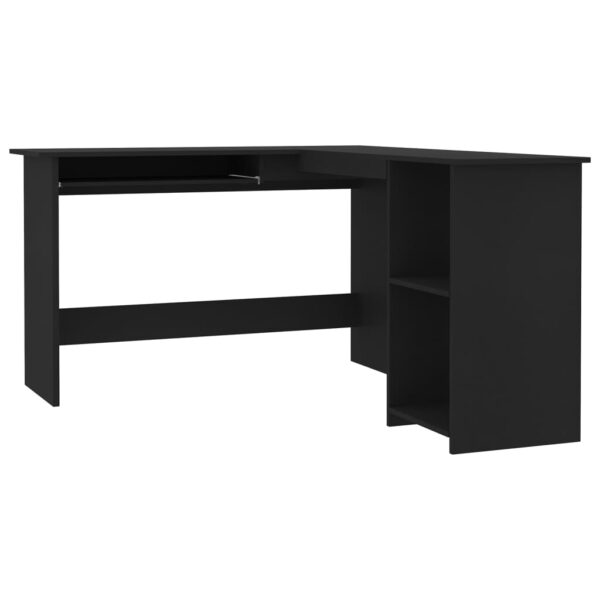 vidaXL L-Shaped Corner Desk Black 47.2"x55.1"x29.5" Engineered Wood - Image 2