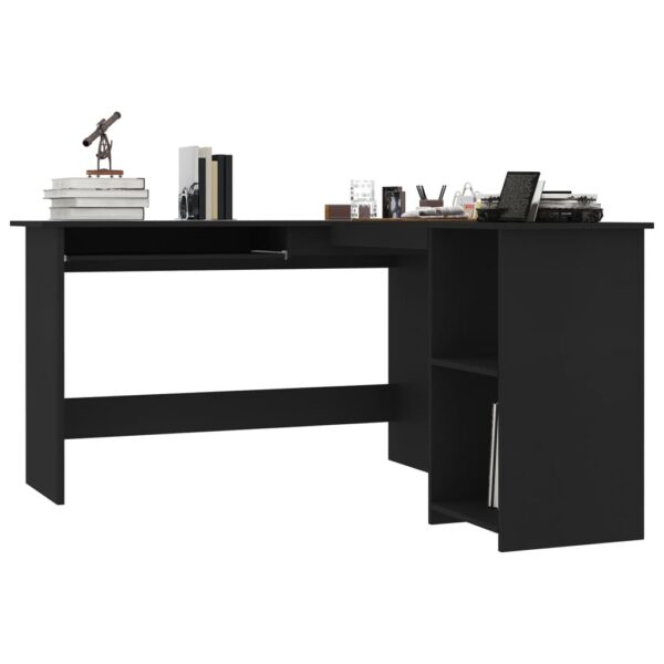 vidaXL L-Shaped Corner Desk Black 47.2"x55.1"x29.5" Engineered Wood - Image 3