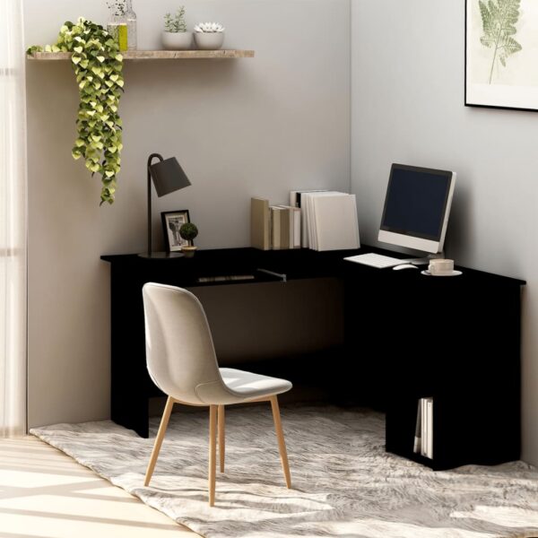 vidaXL L-Shaped Corner Desk Black 47.2"x55.1"x29.5" Engineered Wood