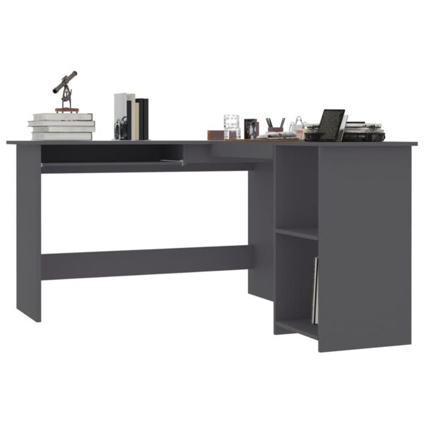 vidaXL L-Shaped Corner Desk Gray 47.2"x55.1"x29.5" Engineered Wood - Image 3