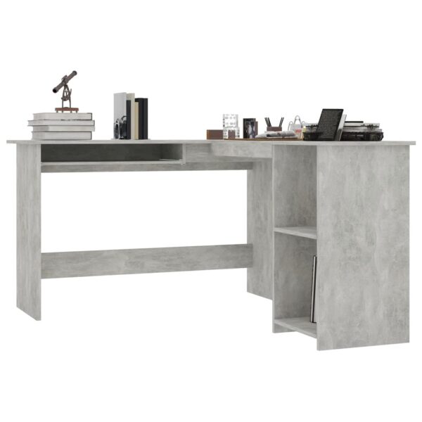 vidaXL L-Shaped Corner Desk Concrete Gray 47.2"x55.1"x29.5" Engineered Wood - Image 3