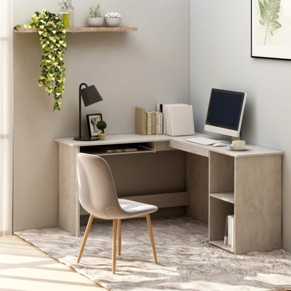 vidaXL L-Shaped Corner Desk Concrete Gray 47.2"x55.1"x29.5" Engineered Wood