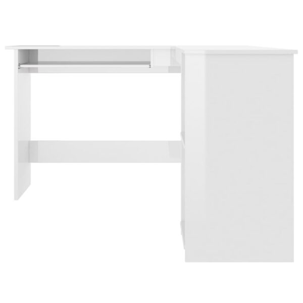 vidaXL L-Shaped Corner Desk High Gloss White 47.2" x 55.1" x 29.5" Engineered Wood - Image 4