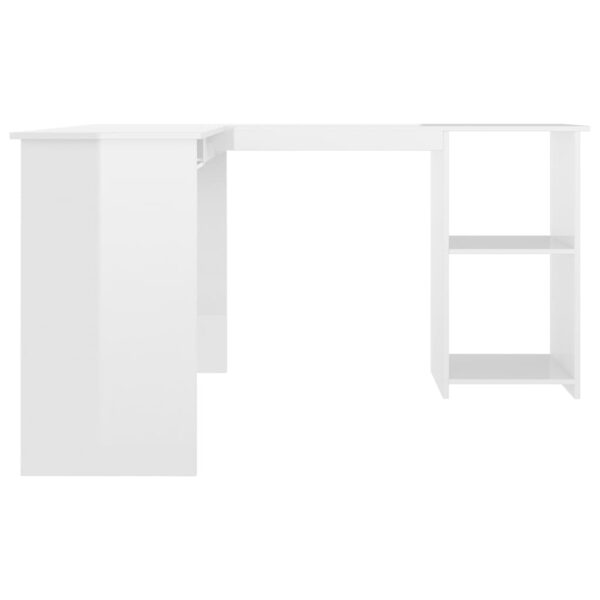 vidaXL L-Shaped Corner Desk High Gloss White 47.2" x 55.1" x 29.5" Engineered Wood - Image 5