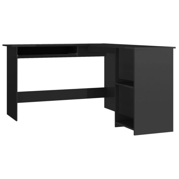 vidaXL L-Shaped Corner Desk High Gloss Black 47.2" x 55.1" x 29.5" Engineered Wood - Image 2