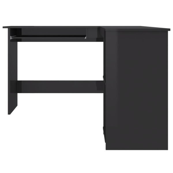 vidaXL L-Shaped Corner Desk High Gloss Black 47.2" x 55.1" x 29.5" Engineered Wood - Image 4