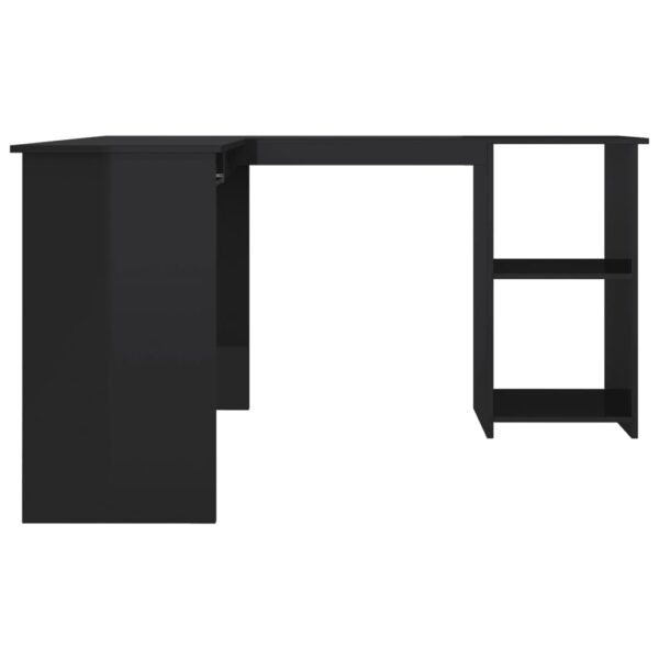 vidaXL L-Shaped Corner Desk High Gloss Black 47.2" x 55.1" x 29.5" Engineered Wood - Image 5