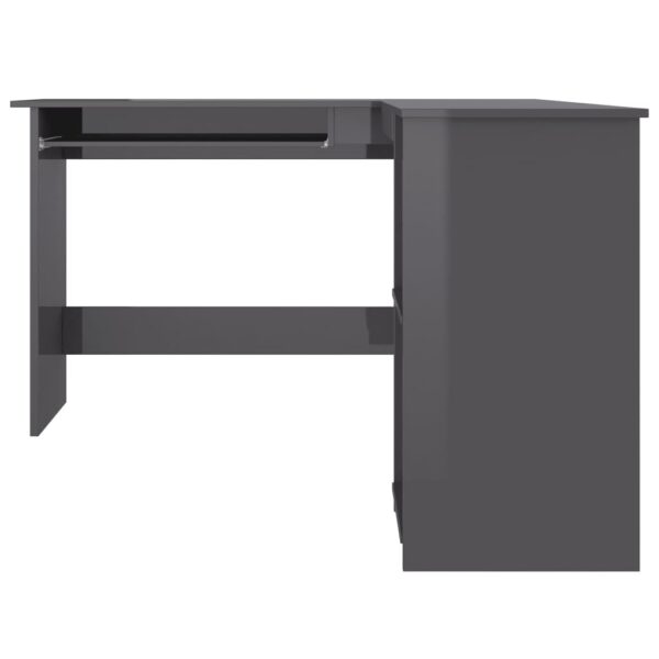 vidaXL L-Shaped Corner Desk High Gloss Gray 47.2" x 55.1" x 29.5" Engineered Wood - Image 4