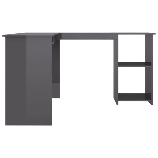 vidaXL L-Shaped Corner Desk High Gloss Gray 47.2" x 55.1" x 29.5" Engineered Wood - Image 5