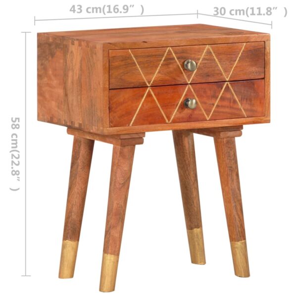 vidaXL Bedside Cabinet 16.9"x11.8"x22.8" Solid Mango Wood - Image 8