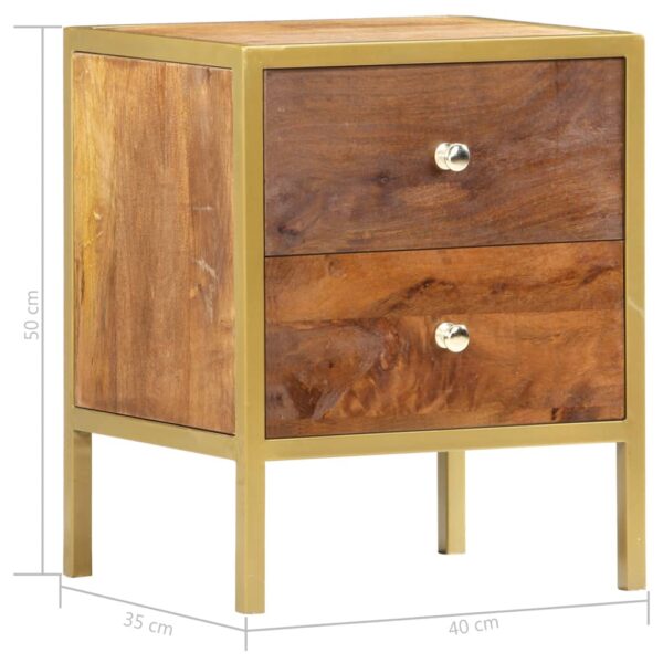 vidaXL Bedside Cabinet 15.7"x13.8"x19.7" Solid Mango Wood - Image 10