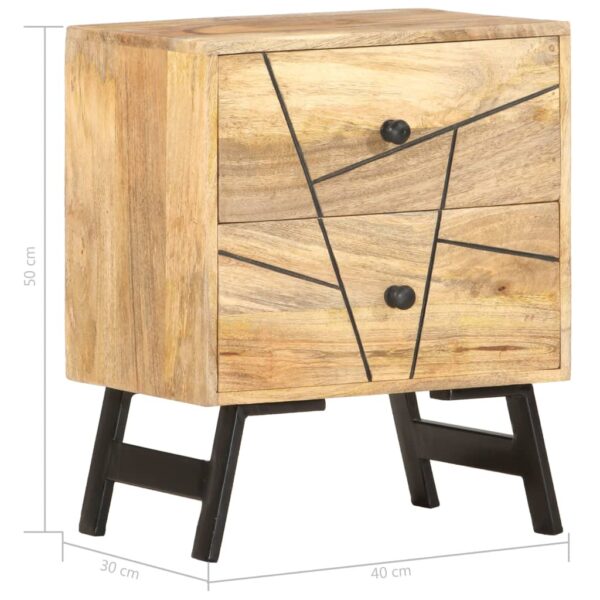 vidaXL Bedside Cabinet 15.7"x11.8"x19.7" Solid Mango Wood - Image 6