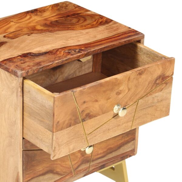 vidaXL Bedside Cabinet 15.7"x11.8"x19.7" Solid Sheesham Wood - Image 4