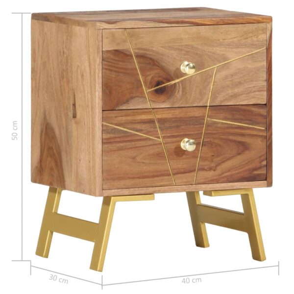 vidaXL Bedside Cabinet 15.7"x11.8"x19.7" Solid Sheesham Wood - Image 6