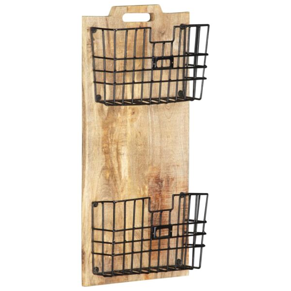 vidaXL Wall-mounted Magazine Rack 13"x3.9"x26.4" Solid Rough Mango Wood