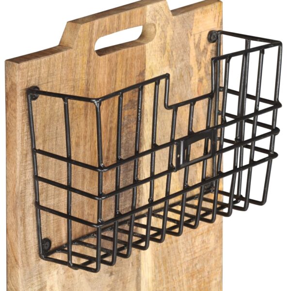 vidaXL Wall-mounted Magazine Rack 13"x3.9"x26.4" Solid Rough Mango Wood - Image 3